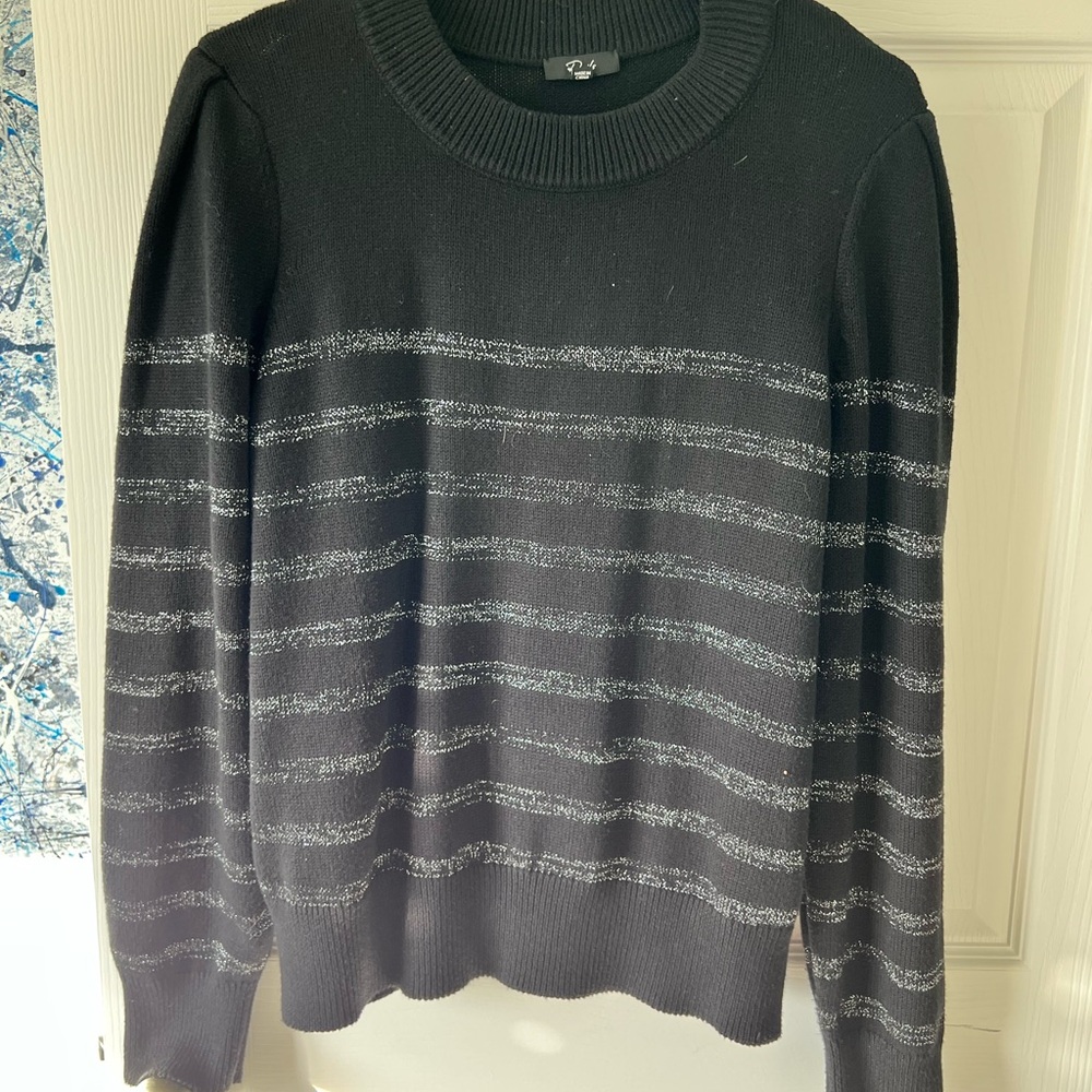 Women’s Rails Black and Silver Striped Sweater